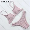 OMKAGI Marca Sexy Push Up Bikinis V en forma de traje de baño Micro Bikini Set Traje de baño de corte alto Natación Ropa de playa Traje de baño Mujer 210702