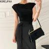 KOREJPAA Mulheres Define Verão Coreano Chic Irregular Decote Off-Ombro de Manga Curta T-shirt Lace-Up Split Split Skirt 210526