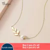 Thaya S925 Silver Freshwater Pearl Necklace Olive Leaf Necklace Pendant Silver Zircon 45cm Elegant For Women Fine Jewelry Gift Q0531