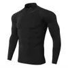 High collar Compression Shirts Men Bodybuilding Sportswear T-shirt Long Sleeve Top Gyms T Shirt Men Fitness Tight Rashgard 210726