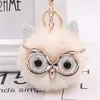 Faux Rabbit Fur Pompoms Keyring for Women Girl Super Cute Animal Pom Pom for Backpack Creative Owl Fluffy Keychain Accessories