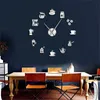 Horloges murales DIY Modern Design Horloge 3D Casse à café Forme Acrylique Accueil Pour la cuisine Dîner Decor Miroir Miroir Horologie silencieux