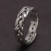 925 Sterling Silver Mens Biżuteria Plecione Pierścienie Twist of Los Stackable Pierścień Punk Rock Fajne Aceessories