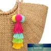 Exknl Tassel Keychain KeyRings Bag Charms Smycken Stor nyckelkedja Key Holder Boho Handgjorda Pom Pom Vintage Mode Tillbehör