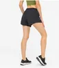 Womens LU-33 Yoga Shorts Hot Pants Pocket Quick Dry Traspirante Abbigliamento da palestra Intimo da donna Abbigliamento sportivo Casual Running Abiti da fitness Elastico in vita Corto