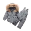 Детский дворник куртка костюм зима младенца подвеска брюки мужского пола девочка енота для волос 211027