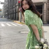 Robe d'été française femmes vintage robe florale longue décontractée manches bouffantes dames robes streetwear robe de mode coréenne plus taille 210527