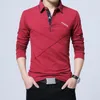 BROWON T Shirt Hommes Long -shirt urne-down Stripe Designer -shirt Slim Fit Loose Casual Cotton Male Plus Size 220304