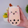 Bubble Tea Cup Boba pluszowe zabawki kluczycy owocowe wisior zwierzęcy łańcuch kluczy do klucza torba portfela wisiorek