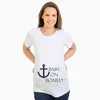 Damska koszulka 2021 Kobieta w ciąży T shirt Loose Oversize Baby Loading Drukowane ciąży Ogłoszenie Mama Tshirts