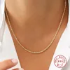 Aide mode ins twist vävning choker halsband för kvinnor minimalism 925 sterling silver clavicle halsband fin smycken collares q0531