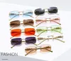 summer man Metallic cheetah embellishes rimless square sunglasses UV400 Fashion women clear outdoor unisex eyeglasses cycling glasses 5COLORS Ornamental NO LOGO