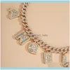 Pendant & Pendants Jewelrypendant Necklaces Lacteo Vintage Big Letter Shiny Rhinestone Necklace For Women Fashion Trendy Cuban Buckle Adjust