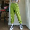 Pantalones casuales de mujer Punk Harem Pantalones Damas Otoño Cintura alta Hip Hop Boyfriends Largo Mujer Verde Amarillo Tallas grandes 210922