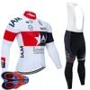 Squadra IAM da uomo Ciclismo maniche lunghe in jersey con bretelle set Traspirante mountain bike Abiti da ciclismo uniforme da bicicletta Y21021904