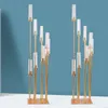 8 Heads Metal Candelabra Candle Houders Acryl Bruiloft Tafel Centerpieces Bloem Stand Kandelaar Candelabrum voor Home Decor Senyu444