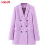 Tangada Fashion Femmes Purple Blazer à manches longues STYLE KOREE FEMME FEMMES DAMES ARRIVÉ AUTOM