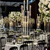 Neues Hochzeits-Mittelstück, hohe Acrylröhren, Kerzenhalter, Kristall-Hurricane-Kerzenleuchter für Tischständer mit Lampenschirm senyu562