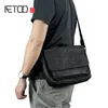 HBP AETOO Sac à bandoulière Sac messager en cuir pour hommes Section transversale en cuir souple Grande capacité Sac postier Couche de tête en cuir Casual F