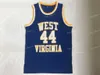 Mężczyźni West Virginia East Bank High School Mountaineers Jerry 44 # Koszulki Zachodnie Blue Haft Koszulki do koszykówki