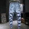 Autumn Men's Light Blue Harem Jeans Plus Size 5XL 6XL 7XL Elastic Waist Denim Pants Male Brand Trousers 211111