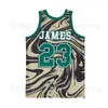 영화 St Vincent Mary Irish Basketball LeBron James Jersey 23 Marble Crown High School Hiphop 팀 컬러 녹색 갈색 통기성 스포츠 우수