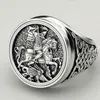 Cluster Rings Punk Delicate Warrior Dragon Men's Ring Jewelry Vintage Rome Soldier Military Signet Biker For Men Party Unique