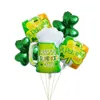 5pcset St Patrick039S Day Balloon Decoratie Groene Shamrock Clovers Irish Festival Bierglas Aluminium Foly Ballonnen JK2102X4554022