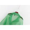 Солнцезащитная рубашка Одежда летняя мода прозрачный органза зеленый длинный платье рубашки блузка современной леди носит 210719