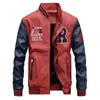 Men's Jackets Mens Autumn Casual Coats Print Sportswear Stand Collar Slim Baseball Male Bomber Jacket Plus Size