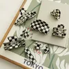 Svart Vit Plaid Klämmor För Kvinnor Tjej Stor Acetat Elegant Temperament Hair Claws Clip Fashion Hair Tillbehör