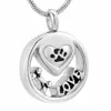 Silver round dog paw print cremation pendant keepsake, used to store pet's ashes or hair as a souvenir-factory direct sales