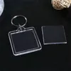 Acrílico Em Branco Chaveiros Chaveiros Rings Clear Plástico Retângulo Quadrado Inserir Foto Keyfobs Promoção Split Keyring Cadeia Acessórios DIY Picture Frames Presentes