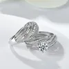 100% 18K White Ring for Unisex Natural AAA Diamond Jewelry Invisible Setting Engagement Round 18 K Gold Rings with Box