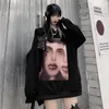 Amina moletom casual outono urso de rua hoodies engraçado harajuku tops cartoon punk hoodie streetwear preto hip hop mulheres 210729