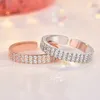 Dubbele twee rij kubieke zirkonia diamanten ringband vinger rose goud ijs uit verstelbare ringen voor vrouwen mannen paar verloving wo mode sieraden wil en sandy