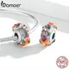 Bamoer autêntico 925 jóias de prata esterlina fazer flores coloridas charme para prata original bracelete pulseira diy scoc1720 q0531