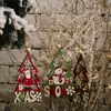 Christmas Tree Decorations Santa Snowman Reindeer Snowflake Wooden Hanging Ornaments Holiday Party Favors KDJK2110