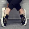 luxe Men's shoes spring and autumn a foot gold embroidery fashion men shoe new trend bean fisherman board shos Zapatos Hombre 38-45 A15