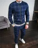 Kurtki sportowe dresy męskie zestawy zestaw męski Plaid Men Training Zipper Running suit jesień zestaw dresów męska bluza 211006