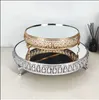 Dishes & Plates Metal Wedding Cake Stand Decoration Party Mirror Tray Dessert Electroplate Gold Cupcake Table Home Display Tools261M