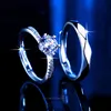 Moissanite 925 الفضة قابل للتعديل فتح 1ct 2ct 60points الأبيض الماس زوجين الدائري للنساء حفل زفاف مجوهرات الكلاسيكية