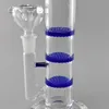 Factory direct sales! Hookah Three-layer blue comb 12 inches straight type water pipe glass tube bong