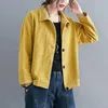 Chaquetas holgadas para mujer, abrigo de pana de otoño invierno para mujer, abrigo de una botonadura para mujer, chaqueta Vintage holgada informal de dos bolsillos de Color sólido para mujer