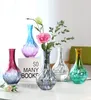 Creative simplicity Glass Vases Rich Bamboo Lily Striped Vase Home Living Room Flower Arrangement 17cm Desk ornaments