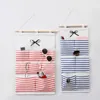 Storage Bags Hanging Handbag Organizer 6 or 8 Pockets Cotton Linen Fabric Wall Door Bag Pouch