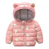 Bebé roupas roupas inverno casaco para baixo algodão desenhos animados com capuz zíper bebê menino roupa outerwear moda bebê snowsuit macacão 210827
