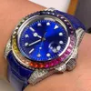 Классические часы ярких цветов с бриллиантами, мужские часы, автоматические механические, 40 мм, с радужным безелем, деловые модные наручные часы Montre De Luxe