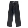 Hög midja byxor jeans för kvinnor lös brett ben jean streetwear kvinna denim casual rakt distressed solid 5xl 210809