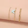 Link, Chain Bohemian Blue Butterfly Pendant Bracelets Set For Women Metal Bangle Boho Retro Charm Infinity Jewelry Gift